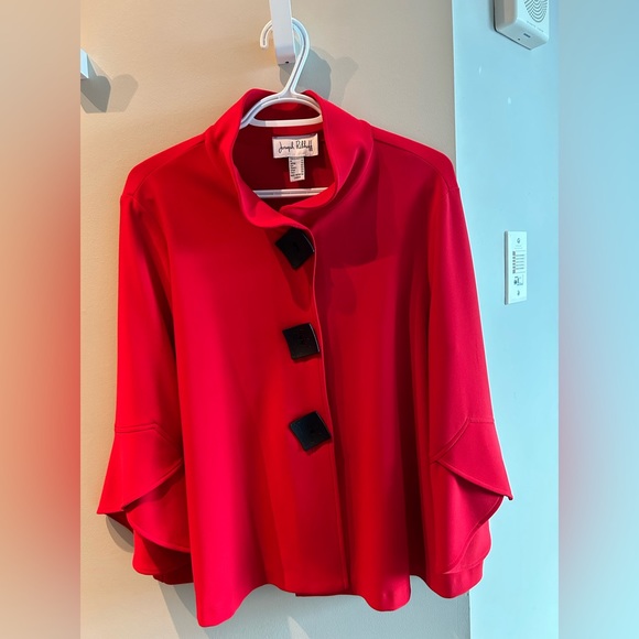 Joseph Ribkoff - Tulip Sleeve Jacket - Red - Picture 3 of 6